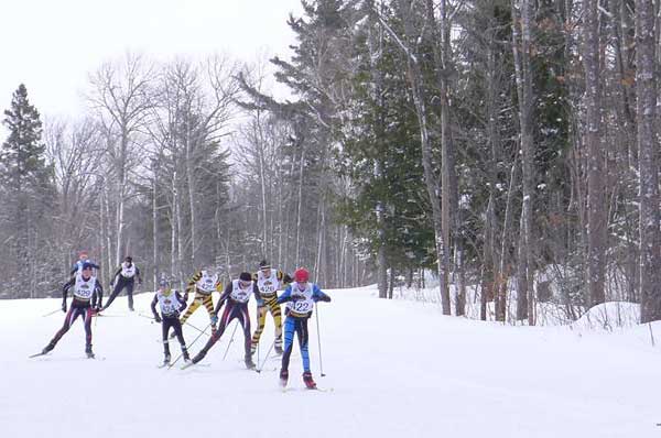 Pursuit cross country ski skate leg at the Michigan High School Cross Country Ski Championships