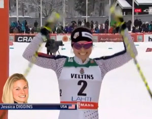 Feature image for Jessie Diggins second in Lahti Freestyle Sprint