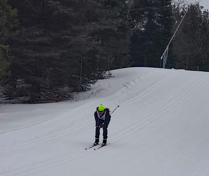Blair Zordell tucks the final hill