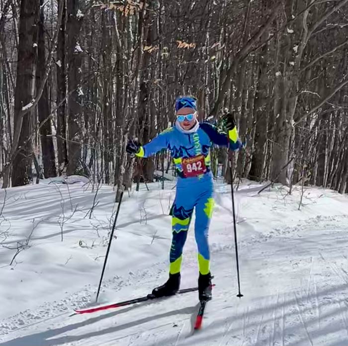 Girl skate skiing in Flying Squirrel Freestyle cross country ski race