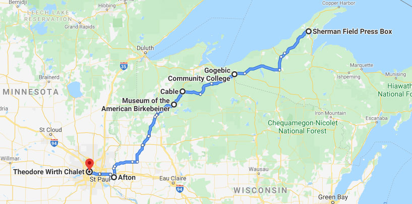 CXC Skiing virtual roller ski challenge route map